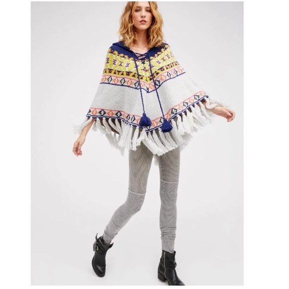 Free People High Life Fair Isle Poncho Sweater - Picture 3 of 5
